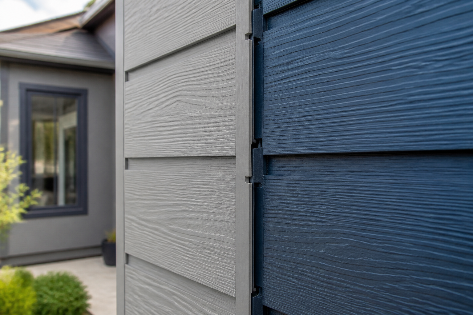Close-up of Durasid composite cladding texture and colour, demonstrating its realistic woodgrain finish and durability.